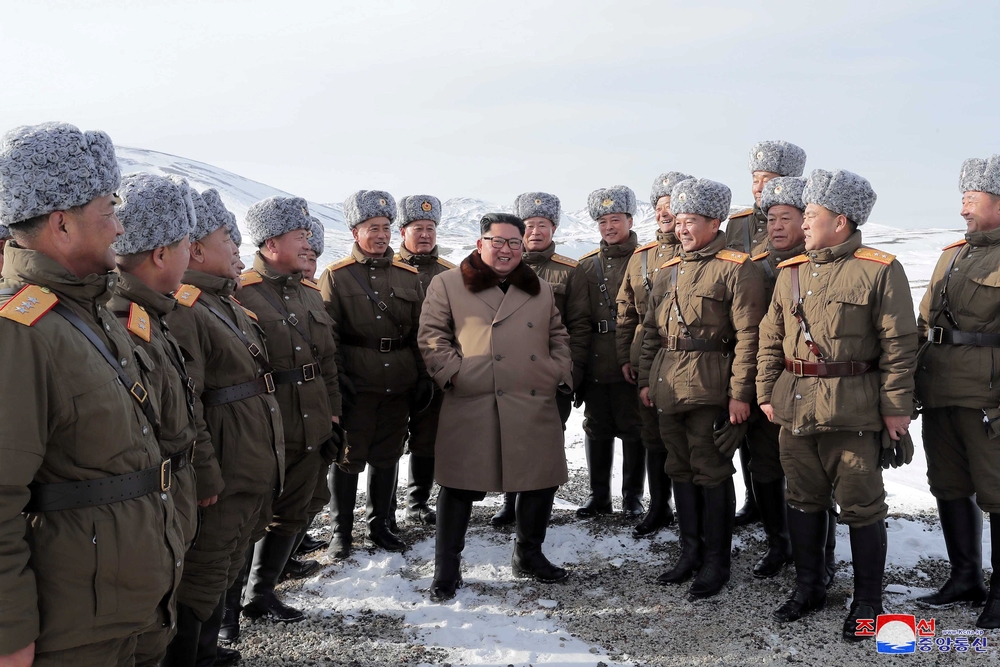 KCNA picture of North Korean leader Kim Jong Un visiting battle sites in areas of Mt Paektu  / KCNA