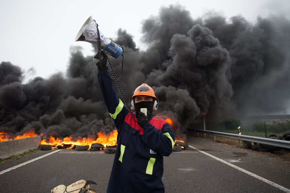 Manifestación del comité de empresa de Alcoa