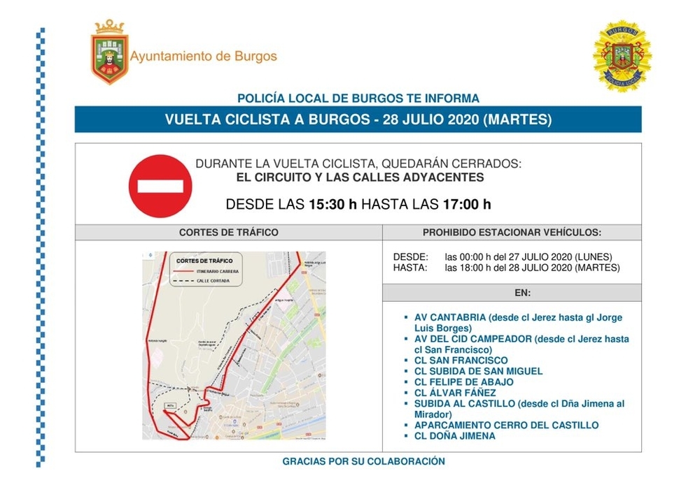 Corte de calles por la Vuelta a Burgos