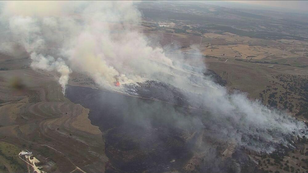 Vista aérea de la superficie afectada por el incendio.