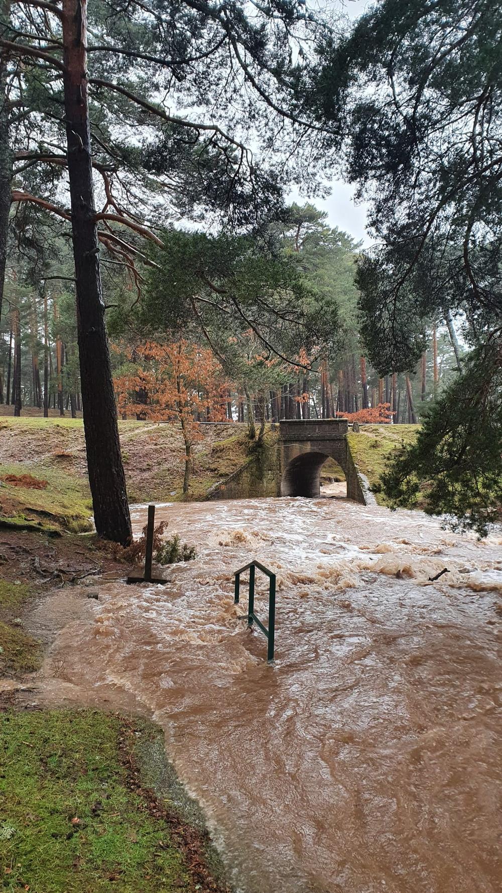 El río fuera de su cauce a su paso por Quintanar de la Sierra.   / Diario de Burgos