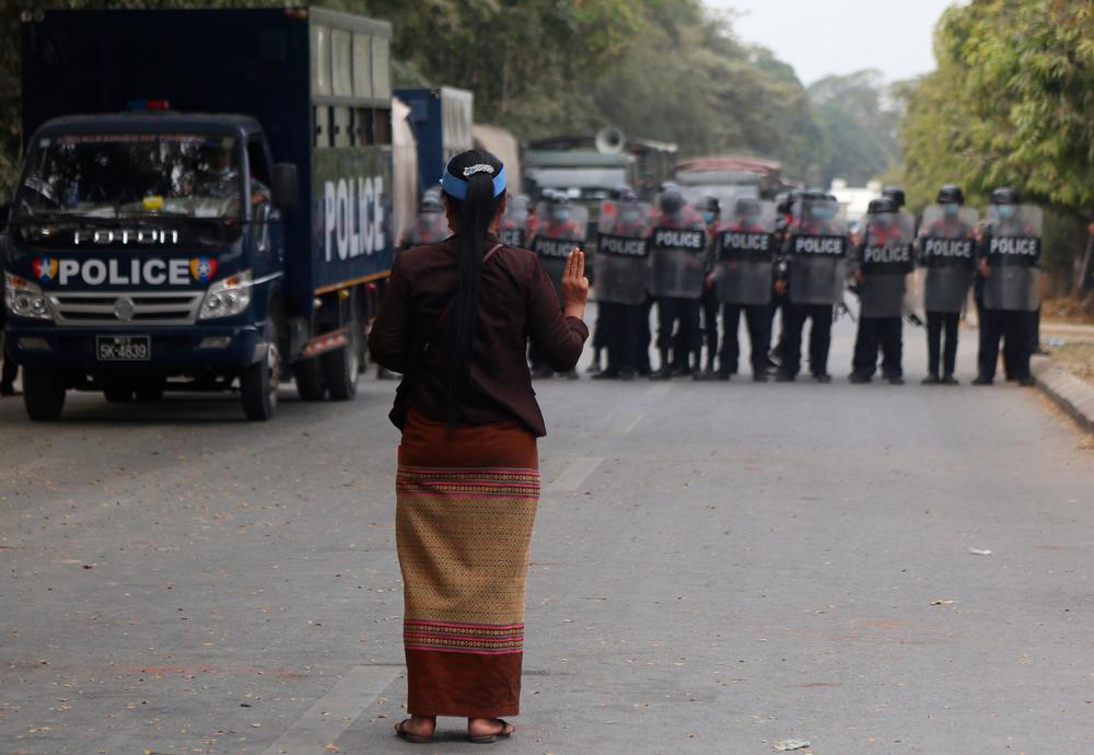 Two people were killed after police fired at protesters in Mandalay  / KAUNG ZAW HEIN