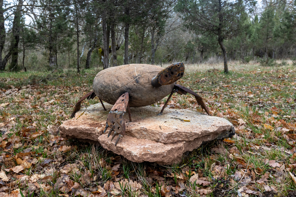 La tortuga, con su caparazón de piedra. 