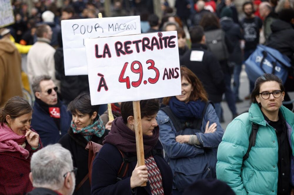 Pension reform protest in Paris