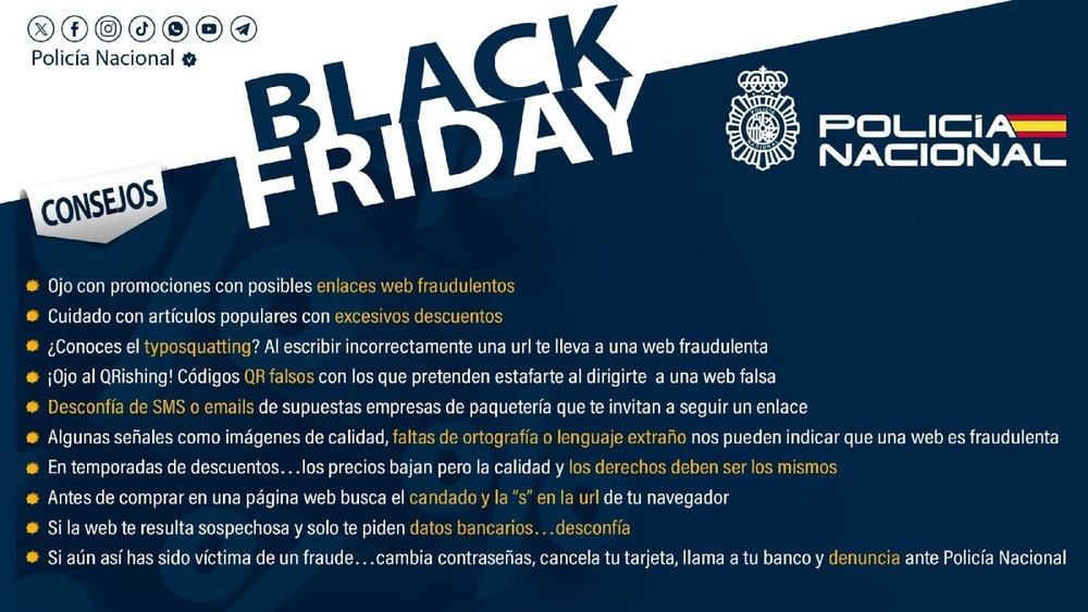 Decálogo de recomendaciones para prevenir estafas en el Black Friday.