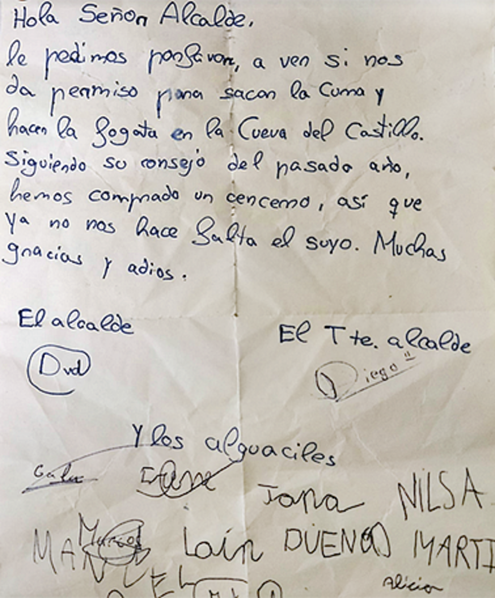 Carta de los niños al alcalde, José Ángel de Juan.