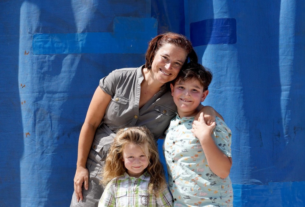 Rocío Sacristán, con sus hijos Nico y el pequeño Miguel.