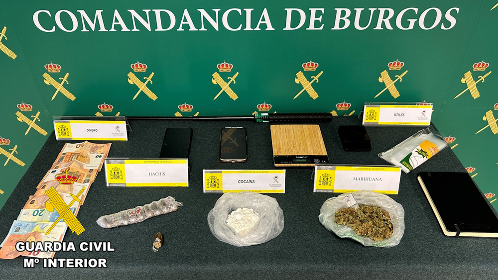 La Guardia Civil desmantela dos puntos de venta de droga al menudeo en Burgos y Bilbao.