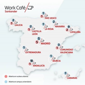 Banco Santander abre 36 'Work Café' en varios campus
