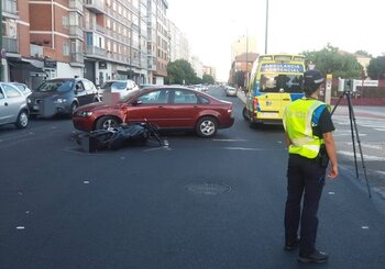 Herido un motorista en la Avenida Constitución de Burgos