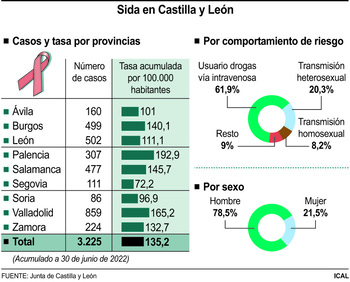 Castilla y León diagnosticó 13 nuevos casos de sida en 2021