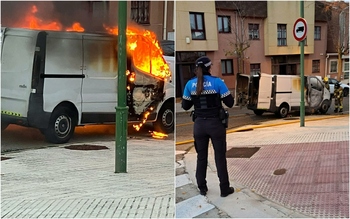 Susto en la calle Concepción Arenal al arder una furgoneta