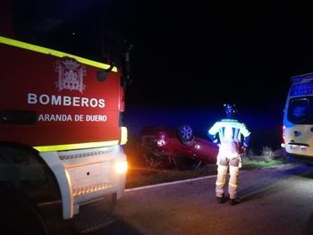Un herido tras volcar con el coche en Quintanamanvirgo